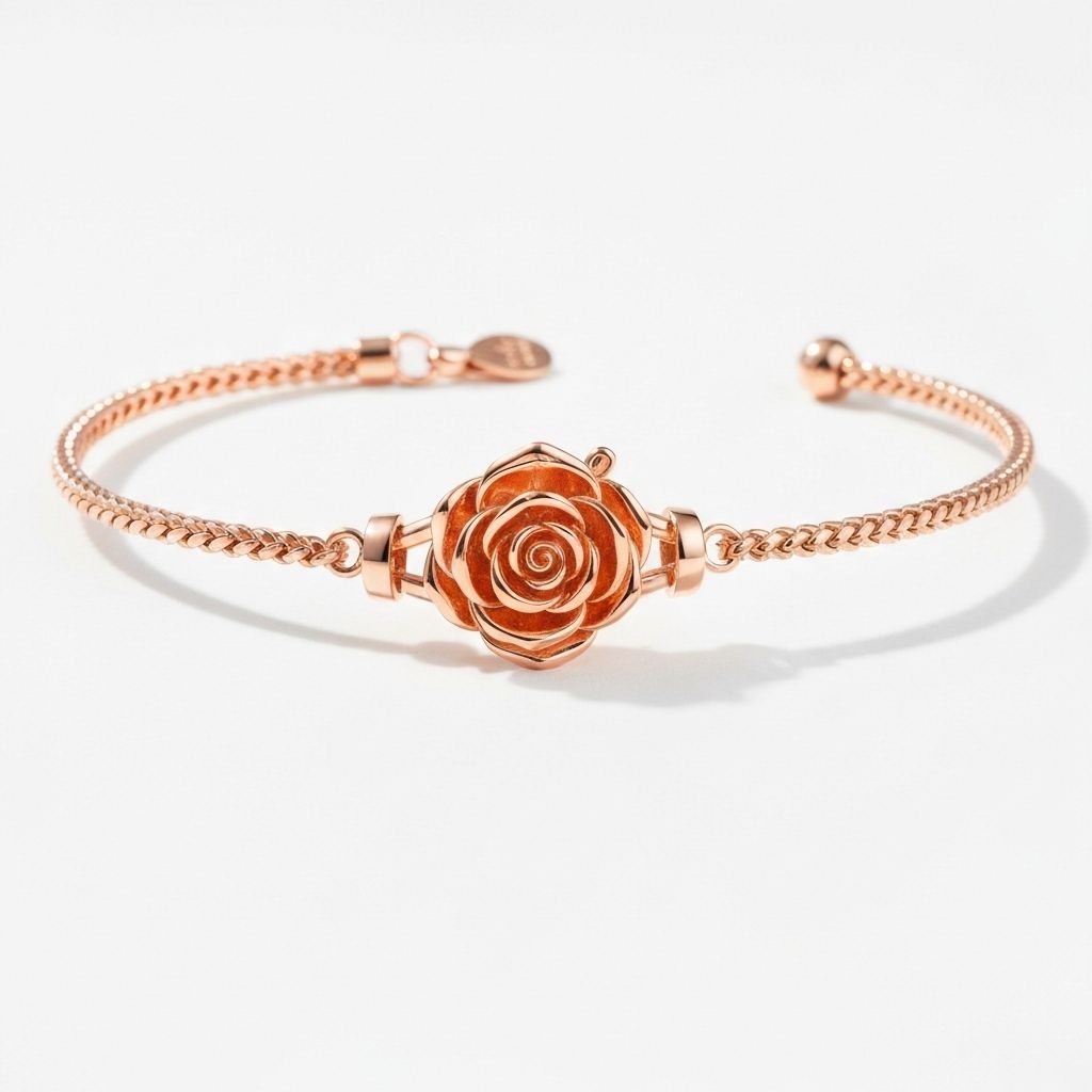 Bracelete Disney Com Fecho Flor Rosa De A Bela E A Fera